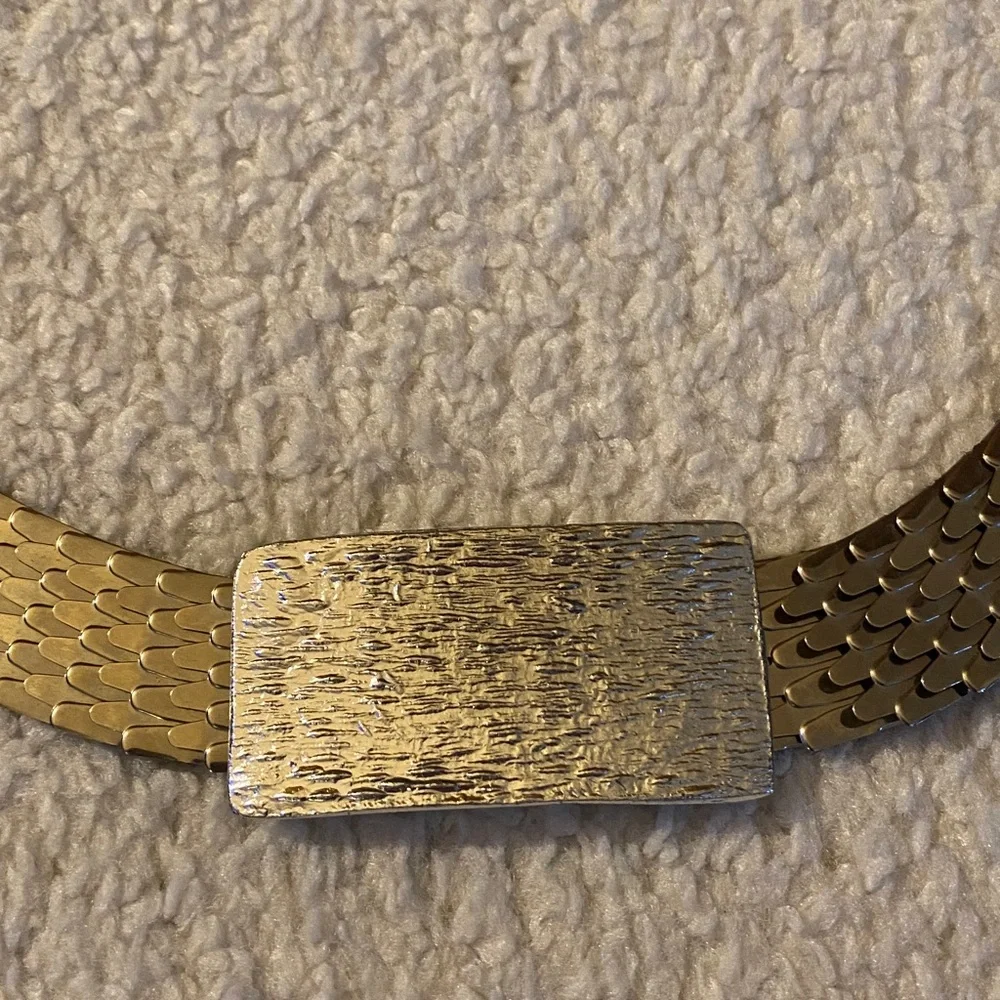Silver Metallic Chain Belt Vintage Stretch